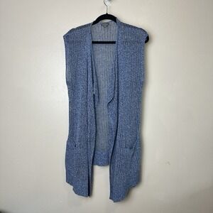 Eddie Bauer Vest Sweater Women's‎ Small Blue Long Pockets Coastal Cottage Boho